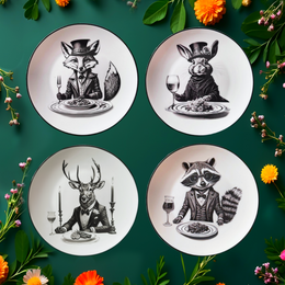WILD NIGHT set of four SALAD/DESSERT Plates – VOLUME ONE