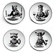 WILD NIGHT set of four SALAD/DESSERT Plates, VOLUME TWO